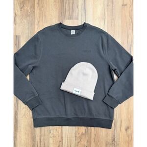 Hurley Men's Bundle Sweatshirt Crewneck + Beanie Hat Gray Size L